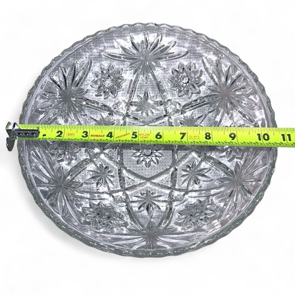 Vintage Anchor Hocking Clear Glass Bowl – Starburst & Daisy Pattern – 10.5” Wide - Picture 4 of 8